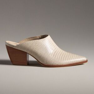 Anthropologie Cream Textured Mules